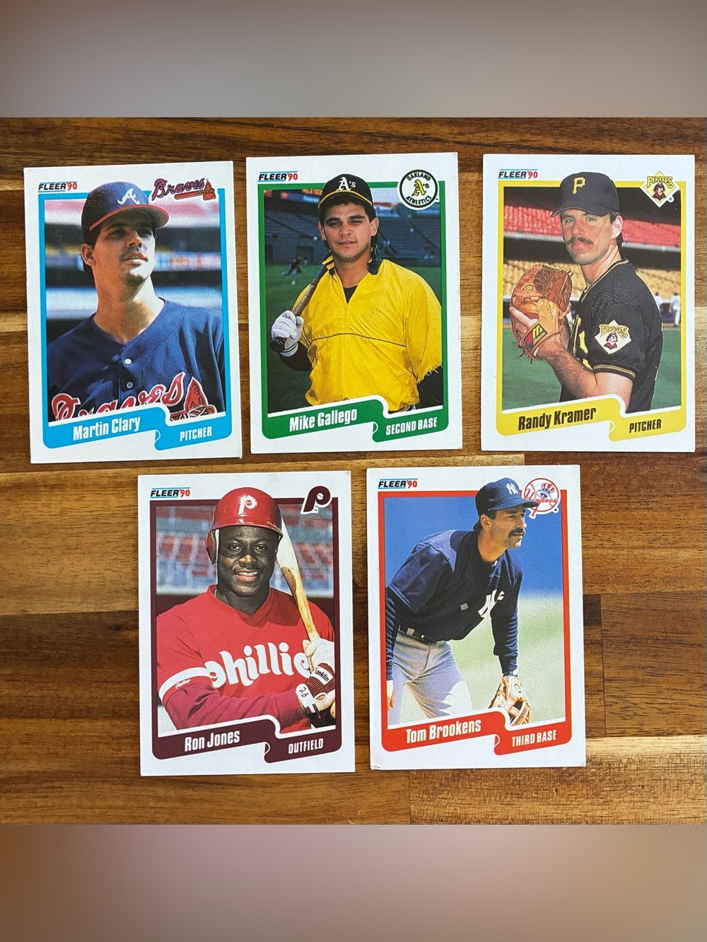 1990 Fleer Baseball Cards - Set of 5